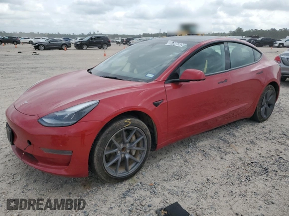 2023 Tesla Model 3 with VIN 5YJ3E1EA5PF567113, listed as a Copart auction lot 53376365 with 45,247 mi miles and Salvage title. Bid and sale history available at DreamBid. Image 1.
