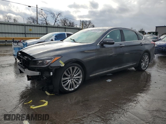 2018 Genesis G80 Ultimate with VIN KMHGN4JF3JU247979, listed as a Copart auction lot 83907914 with 43,951 mi miles and Salvage Title. Bid and sale history available at DreamBid. Image 1.