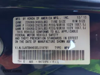 2014 Acura RDX Tech Pkg with VIN 5J8TB4H55EL018791, listed as a IAAI auction lot 41790642 with 125,283 mi miles. Bid and sale history available at carsss.com. Image 9.