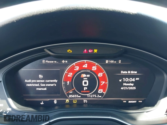 2018 Audi S5 Sportback Prestige z VIN WAUC4CF55JA009825, wystawiony jako IAAI lot #42086214 z przebiegiem 85 655 mil mil oraz . Historia ofert i sprzedaży dostępna na DreamBid. Obrazek 7.