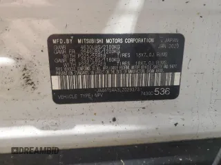 2020 Mitsubishi Eclipse Cross SE z VIN JA4AT5AA3LZ029373, wystawiony jako Copart lot #86059134 z przebiegiem 74 993 mil mil oraz Szkoda całkowita • Salvage title. Historia ofert i sprzedaży dostępna na DreamBid. Obrazek 13.