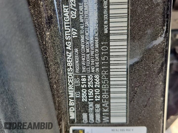 2023 Mercedes-Benz C 43 AMG with VIN W1KAF8HB5PR115101, listed as a Copart auction lot 63683285 with 13,488 mi miles and Salvage title. Bid and sale history available at DreamBid. Image 12.