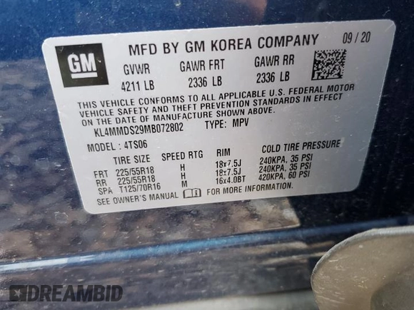 2021 Buick Encore GX Select z VIN KL4MMDS29MB072802, wystawiony jako Copart lot #53917295 z przebiegiem 61 716 mil mil oraz Szkoda całkowita • Salvage title. Historia ofert i sprzedaży dostępna na DreamBid. Obrazek 14.