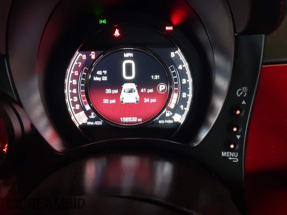 2015 FIAT 500 Abarth with VIN 3C3CFFFH1FT648121, listed as a IAAI auction lot 42312335 with 156,532 mi miles and . Bid and sale history available at DreamBid. Image 7.