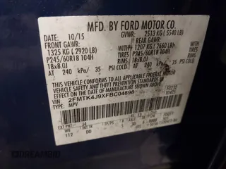 2015 Ford Edge SEL with VIN 2FMTK4J9XFBC04898, listed as a IAAI auction lot 41397525 with 121,319 mi miles. Bid and sale history available at carsss.com. Image 9.