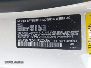 2015 BMW 4 Series 428i with VIN WBA3N7C54FK225367, listed as a IAAI auction lot 41958685 with 142,104 mi miles. Bid and sale history available at carsss.com. Image 9.