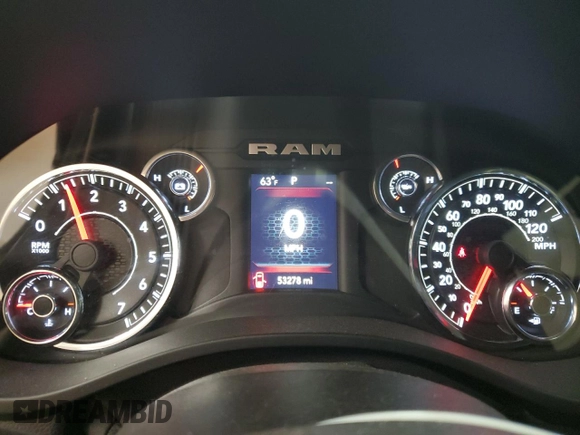 2021 Ram 1500 Big Horn with VIN 1C6SRFBT3MN696054, listed as a Copart auction lot 73539964 with 53,278 mi miles and Non Repairable. Bid and sale history available at carsss.com. Image 9.