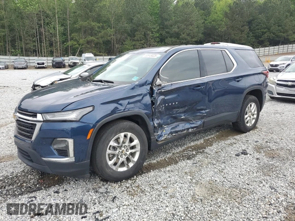 2022 Chevrolet Traverse LS with VIN 1GNERFKW7NJ137154, listed as a Copart auction lot 53949025 with 60,404 mi miles and Salvage title. Bid and sale history available at DreamBid. Image 1.