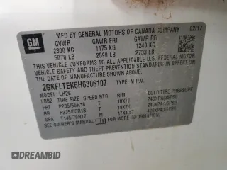 2017 GMC Terrain SLE with VIN 2GKFLTEK6H6306107, listed as a Copart auction lot 53516345 with 90,399 mi miles and Salvage Title. Bid and sale history available at carsss.com. Image 16.