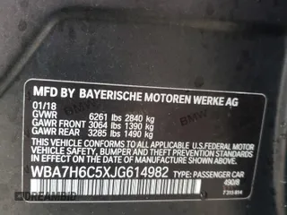 2018 BMW 7 Series M760i xDrive with VIN WBA7H6C5XJG614982, listed as a Copart auction lot 67186313 with 0 mi miles. Bid and sale history available at carsss.com. Image 14.