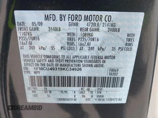 2009 Ford Escape Hybrid z VIN 1FMCU49319KC34926, wystawiony jako IAAI lot #42295564 z przebiegiem 125 648 mil mil oraz . Historia ofert i sprzedaży dostępna na DreamBid. Obrazek 9.