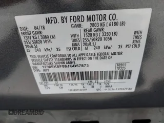 2018 Ford Explorer Limited with VIN 1FM5K8F88JGB57873, listed as a IAAI auction lot 42384073 with 101,060 mi miles and . Bid and sale history available at DreamBid. Image 9.