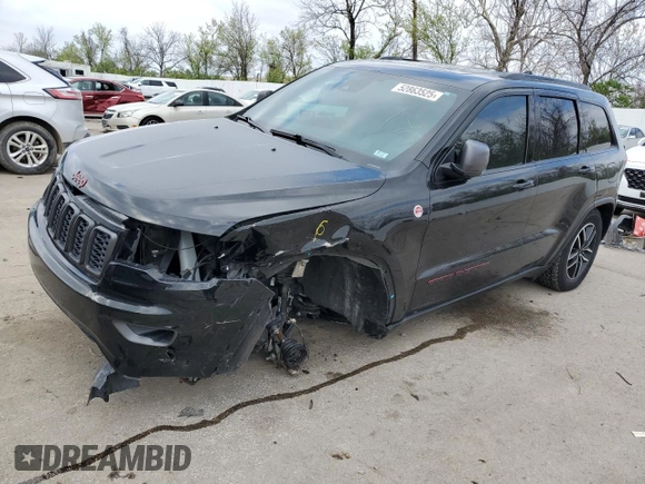 2021 Jeep Grand Cherokee Trailhawk with VIN 1C4RJFLG7MC599693, listed as a Copart auction lot 52863525 with 95,289 mi miles and Salvage Title. Bid and sale history available at carsss.com. Image 1.