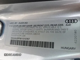 2019 Audi A3 Premium with VIN WAUAUGFFXK1010767, listed as a Copart auction lot 51016995 with 83,175 mi miles and Clean Title. Bid and sale history available at DreamBid. Image 12.