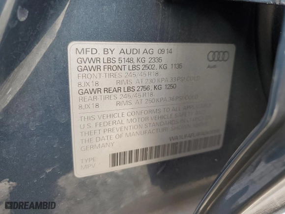 2015 Audi allroad Premium Plus with VIN WA1UFAFL4FA049089, listed as a Copart auction lot 48171605 with 56,604 mi miles and Salvage Title. Bid and sale history available at carsss.com. Image 12.
