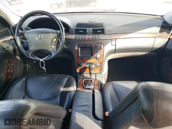 2001 Mercedes-Benz S-Class with VIN WDBNG75JX1A157279, listed as a Copart auction lot 45526185 with 0 mi miles and Salvage Title. Bid and sale history available at carsss.com. Image 8.