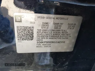 2019 Cadillac CT6 Sport AWD with VIN 1G6KP5R63KU142155, listed as a IAAI auction lot 41233947 with 72,501 mi miles and . Bid and sale history available at DreamBid. Image 9.