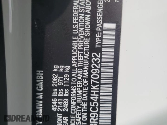 2017 BMW M4 with VIN WBS3R9C54HK709232, listed as a Copart auction lot 71923284 with 59,699 mi miles and Salvage Title. Bid and sale history available at carsss.com. Image 12.