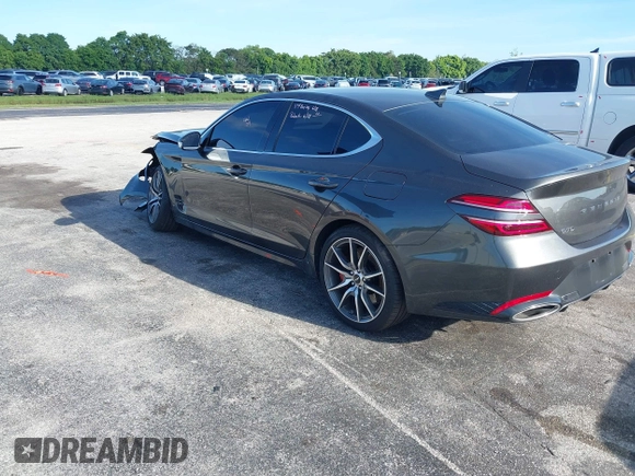 2025 Genesis G70 2.5T with VIN KMTG34SC7SU156246, listed as a IAAI auction lot 42788575 with 7,842 mi miles and . Bid and sale history available at DreamBid. Image 3.