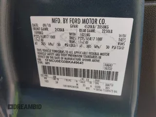 2011 Ford Escape Limited with VIN 1FMCU0EG3BKA49641, listed as a IAAI auction lot 42474740 with 186,522 mi miles and . Bid and sale history available at DreamBid. Image 9.