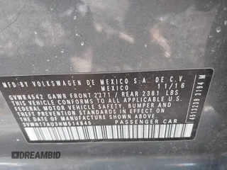 2017 Volkswagen Golf S с VIN 3VWH17AU3HM514845, выставлен на аукционе IAAI как лот 41590834 с пробегом 84 954 миль миль и . История ставок и продаж доступна на DreamBid. Изображение 9.