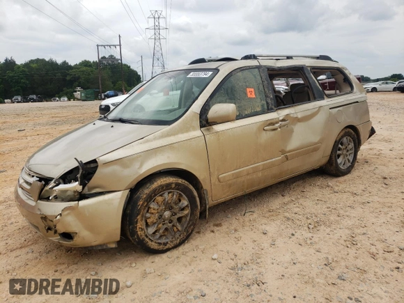 2008 Kia Sedona EX with VIN KNDMB233286203686, listed as a Copart auction lot 55553794 with 0 mi miles and Salvage Title. Bid and sale history available at carsss.com. Image 1.