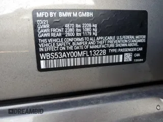 2021 BMW M3 with VIN WBS53AY00MFL13228, listed as a Copart auction lot 45938794 with 69,482 mi miles. Bid and sale history available at carsss.com. Image 12.