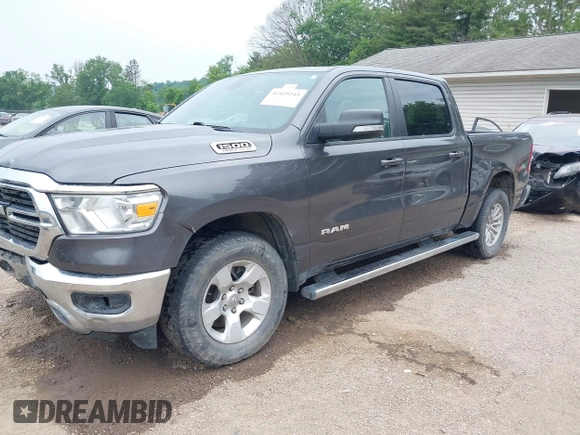 2021 Ram 1500 Big Horn with VIN 1C6SRFFT6MN646291, listed as a IAAI auction lot 42429243 with 74,364 mi miles and . Bid and sale history available at DreamBid. Image 2.