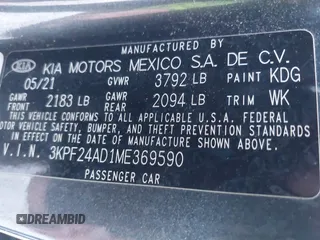 2021 Kia Forte FE z VIN 3KPF24AD1ME369590, wystawiony jako IAAI lot #41308194 z przebiegiem 71 462 mil mil oraz . Historia ofert i sprzedaży dostępna na DreamBid. Obrazek 9.