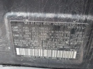 2013 Subaru Outback 2.5i with VIN 4S4BRCACXD3282592, listed as a IAAI auction lot 41994472 with 131,959 mi miles. Bid and sale history available at carsss.com. Image 9.