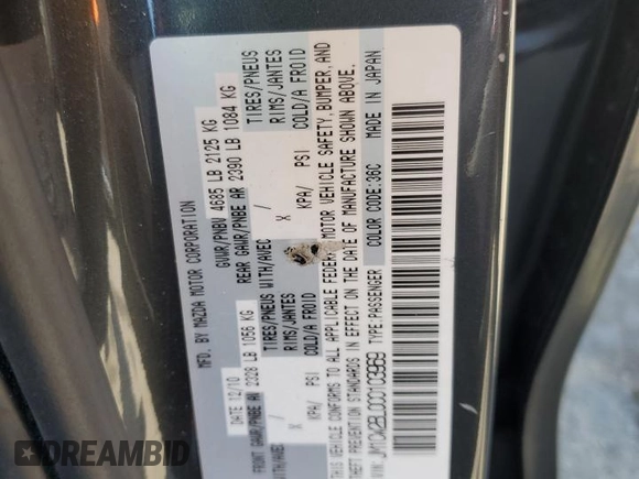 2012 Mazda 5 Sport with VIN JM1CW2BL0C0103969, listed as a Copart auction lot 64404424 with 133,398 mi miles and Salvage Title. Bid and sale history available at DreamBid. Image 13.