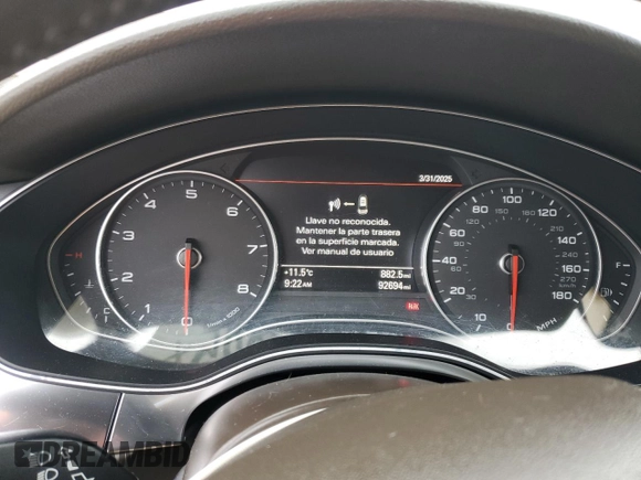 2013 Audi A6 Premium Plus with VIN WAUDFAFC8DN076742, listed as a Copart auction lot 51014335 with 92,694 mi miles and Salvage title. Bid and sale history available at DreamBid. Image 9.