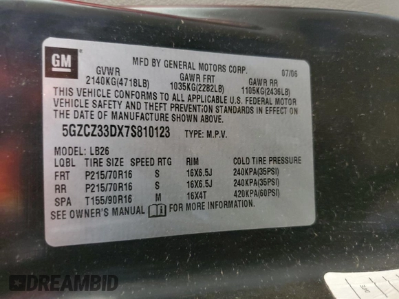 2007 Saturn VUE I4 with VIN 5GZCZ33DX7S810123, listed as a Copart auction lot 48420285 with 41,491 mi miles and Salvage Title. Bid and sale history available at DreamBid. Image 12.
