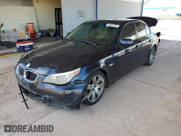 2007 BMW 5 Series 530i with VIN WBANE73567CM55416, listed as a Copart auction lot 53822535 with 145,066 mi miles and Salvage Title. Bid and sale history available at carsss.com. Image 1.
