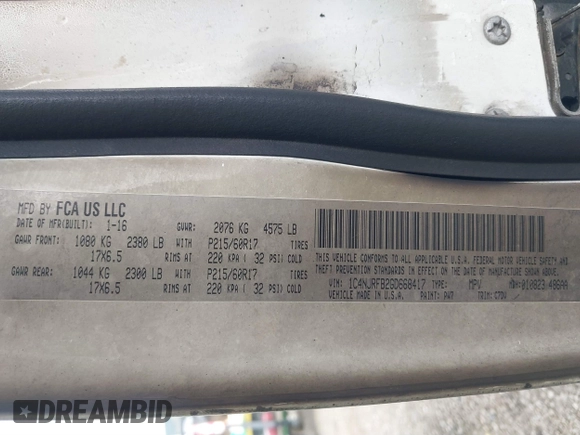 2016 Jeep Patriot High Altitude with VIN 1C4NJRFB2GD668417, listed as a IAAI auction lot 41895058 with Not Provided miles and . Bid and sale history available at DreamBid. Image 9.