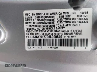 2006 Honda Element with VIN 5J6YH17706L000540, listed as a IAAI auction lot 42172233 with 185,796 mi miles and . Bid and sale history available at DreamBid. Image 9.