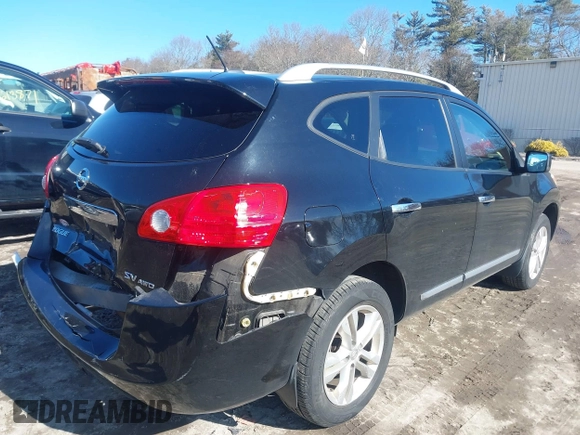 2013 Nissan Rogue S with VIN JN8AS5MV1DW600390, listed as a IAAI auction lot 41617632 with 106,584 mi miles and . Bid and sale history available at DreamBid. Image 4.