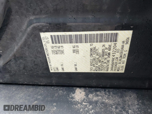 2017 Nissan Maxima Platinum with VIN 1N4AA6AP4HC432204, listed as a IAAI auction lot 41714033 with 203,961 mi miles and . Bid and sale history available at DreamBid. Image 9.
