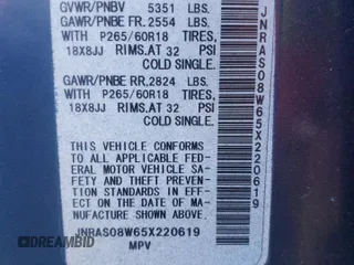 2005 Infiniti FX z VIN JNRAS08W65X220619, wystawiony jako Copart lot #50396215 z przebiegiem 180 332 mil mil oraz Szkoda całkowita • Salvage title. Historia ofert i sprzedaży dostępna na DreamBid. Obrazek 13.