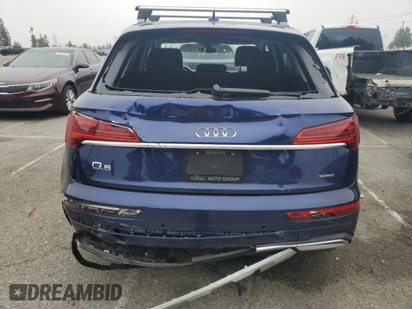 2021 Audi Q5 Premium with VIN WA1AAAFY1M2003515, listed as a Copart auction lot 55059915 with Not Provided miles and Salvage Title. Bid and sale history available at DreamBid. Image 6.