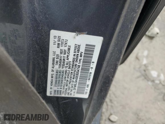 2014 Honda Odyssey EX with VIN 5FNRL5H40EB054748, listed as a Copart auction lot 46794555 with 135,095 mi miles and Salvage Title. Bid and sale history available at carsss.com. Image 12.