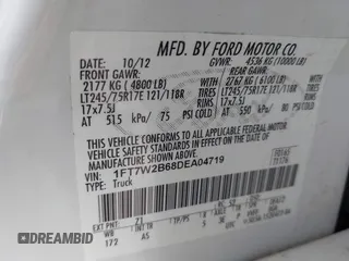 2013 Ford F-250 XL с VIN 1FT7W2B68DEA04719, выставлен на аукционе IAAI как лот 42484806 с пробегом 31 066 миль миль и . История ставок и продаж доступна на DreamBid. Изображение 9.