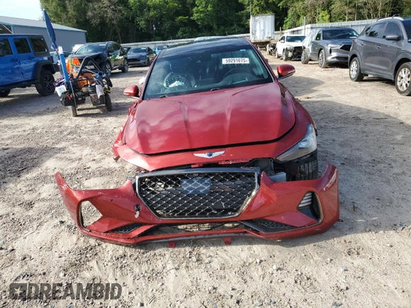 2020 Genesis G70 2.0T with VIN KMTG44LA6LU045375, listed as a Copart auction lot 59291075 with 56,810 mi miles and Non repairable. Bid and sale history available at DreamBid. Image 5.