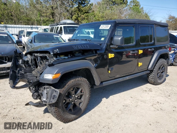 2022 Jeep Wrangler Unlimited Sport S with VIN 1C4HJXDG8NW130208, listed as a Copart auction lot 52572095 with 111,128 mi miles and Salvage Title. Bid and sale history available at DreamBid. Image 1.