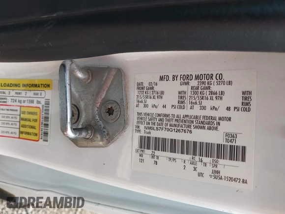 2016 Ford Transit Connect XLT с VIN NM0LS7F70G1267676, выставлен на аукционе IAAI как лот 42153638 с пробегом 340 392 миль миль и . История ставок и продаж доступна на DreamBid. Изображение 9.