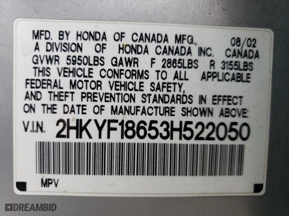 2003 Honda Pilot EX with VIN 2HKYF18653H522050, listed as a Copart auction lot 49246635 with 273,320 mi miles and Salvage Title. Bid and sale history available at carsss.com. Image 14.