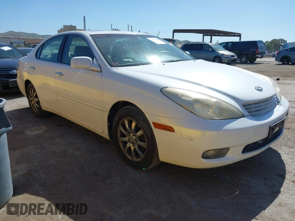 2004 Lexus ES 330 with VIN JTHBA30G645028767, listed as a IAAI auction lot 42150538 with 163,449 mi miles. Bid and sale history available at carsss.com. Image 1.