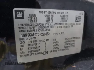 2013 Chevrolet Tahoe LS with VIN 1GNSCAE07DR223062, listed as a IAAI auction lot 41948276 with 196,616 mi miles and . Bid and sale history available at DreamBid. Image 9.