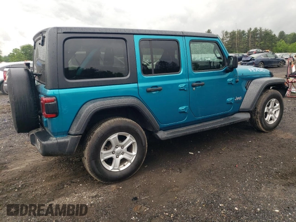 2020 Jeep Wrangler Unlimited Sport S z VIN 1C4HJXDG8LW163366, wystawiony jako Copart lot #57572465 z przebiegiem 57 672 mil mil oraz Szkoda całkowita • Salvage title. Historia ofert i sprzedaży dostępna na DreamBid. Obrazek 3.