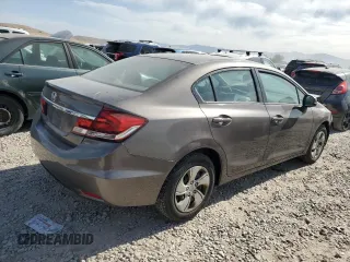 2013 Honda Civic LX with VIN 2HGFB2F57DH582216, listed as a Copart auction lot 61100525 with 165,292 mi miles and Salvage title. Bid and sale history available at DreamBid. Image 3.